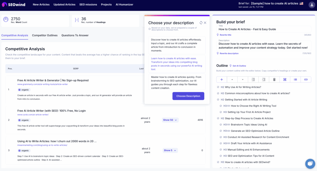 seowind ai title generator step 2
