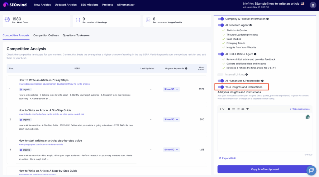 seowind your insights and instructions
