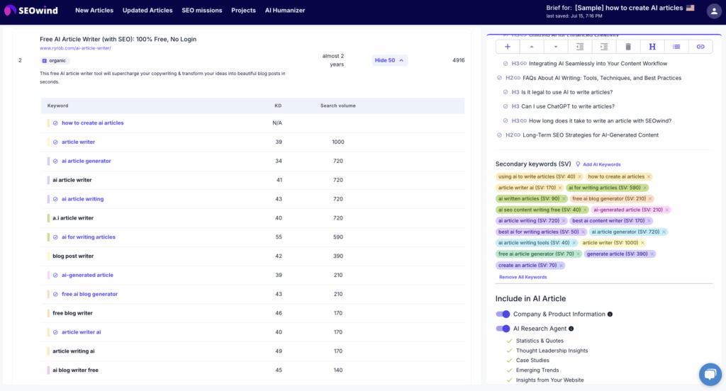 seowind keyword clustering