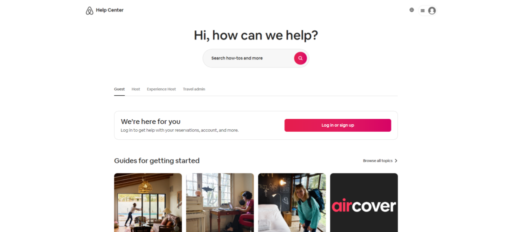 Airbnb - Gran ejemplo de página de preguntas frecuentes