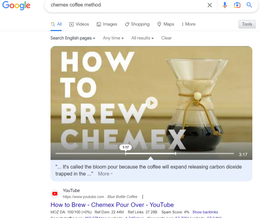 video featured snippet