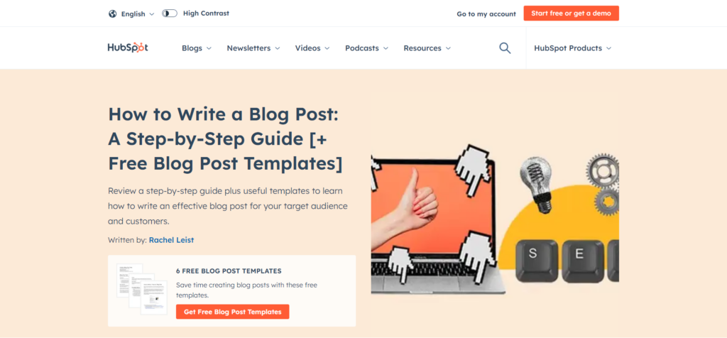 HubSpot's "Wie man einen Blogbeitrag schreibt: Eine Schritt-für-Schritt-Anleitung"