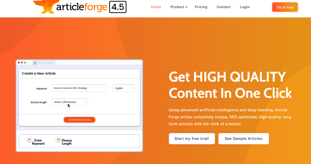 article forge homepage