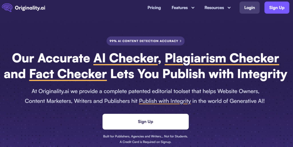 Originaliteit.AI homepage